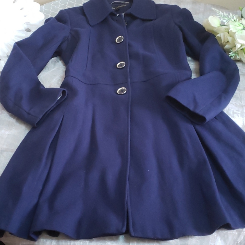 VIA ESPIGA WOOL DARK BLUE COAT SIZE 8 BOGO-READ DESCRIPTION